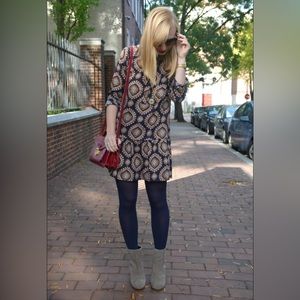 Ann Taylor Loft Women’s Bohemian Dress W/ Paisley Design & Long Sleeves